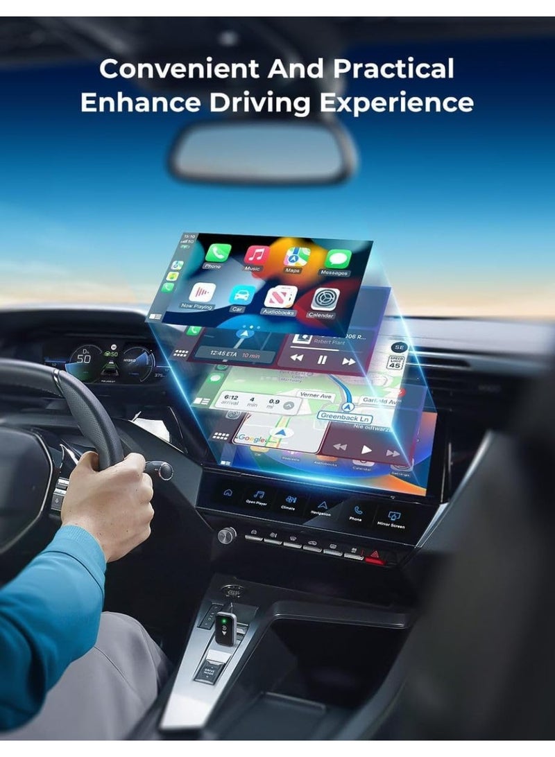 محول لاسلكي 2 في 1 لـ CarPlay و Android Auto - يحول الاتصال السلكي إلى لاسلكي، توصيل وتشغيل سريع، اتصال بدون تأخير، كابل تمديد USB-C/Type-C صغير الحجم، متوافق مع iPhone و Android - Image 4